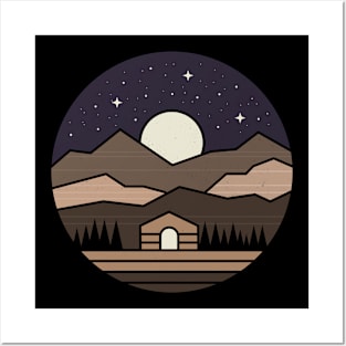 Cabin in the moonlight Posters and Art